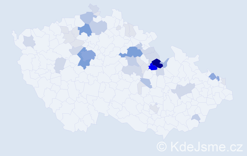 Příjmení: 'Kacálek', počet výskytů 160 v celé ČR