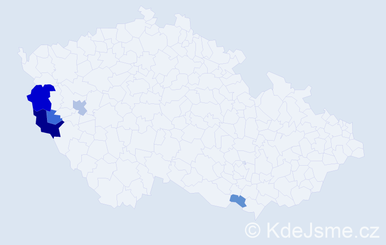 Příjmení: 'Paitlová', počet výskytů 13 v celé ČR