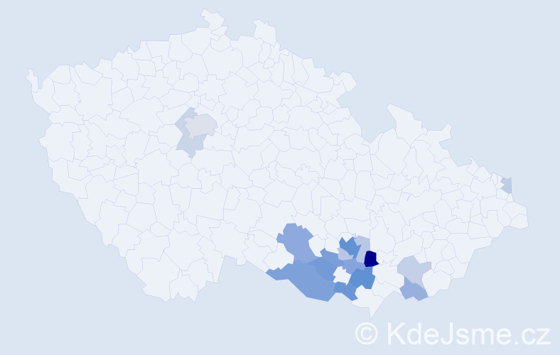 Příjmení: 'Moškvanová', počet výskytů 36 v celé ČR