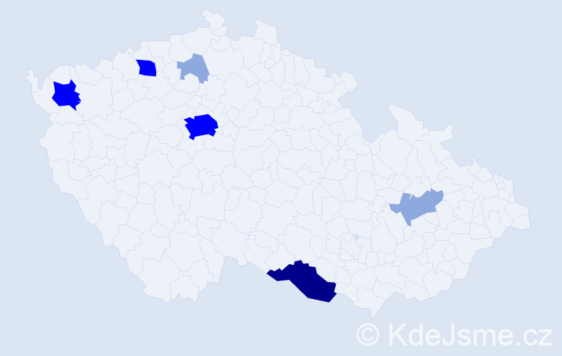 Příjmení: 'Haindlová', počet výskytů 19 v celé ČR