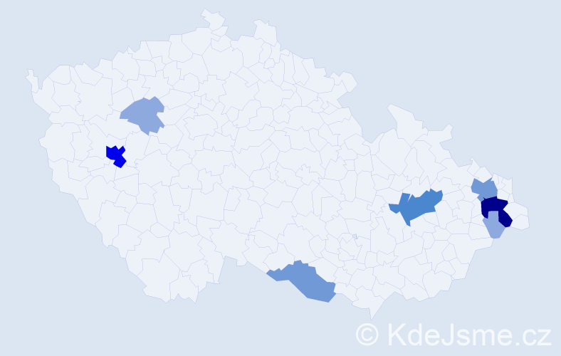 Příjmení: 'Keková', počet výskytů 20 v celé ČR