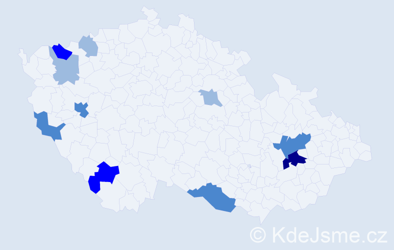 Příjmení: 'Kobanová', počet výskytů 21 v celé ČR