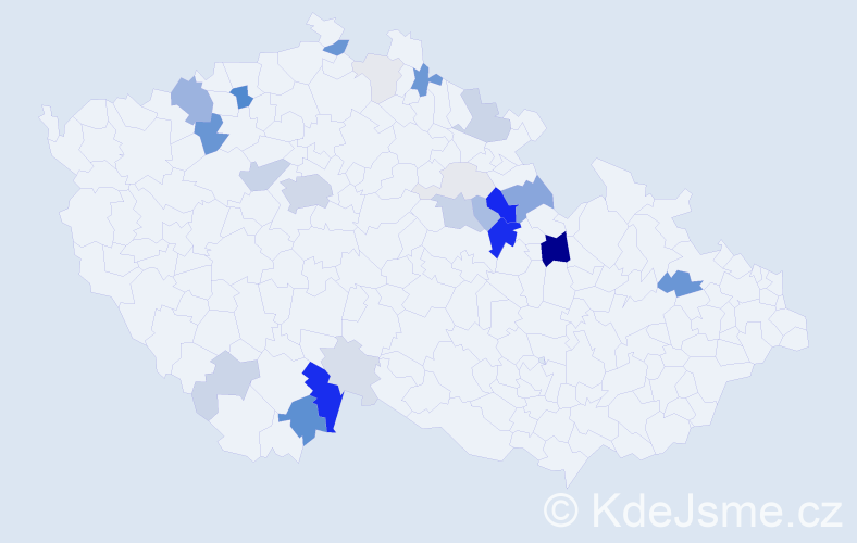 Příjmení: 'Konárek', počet výskytů 90 v celé ČR