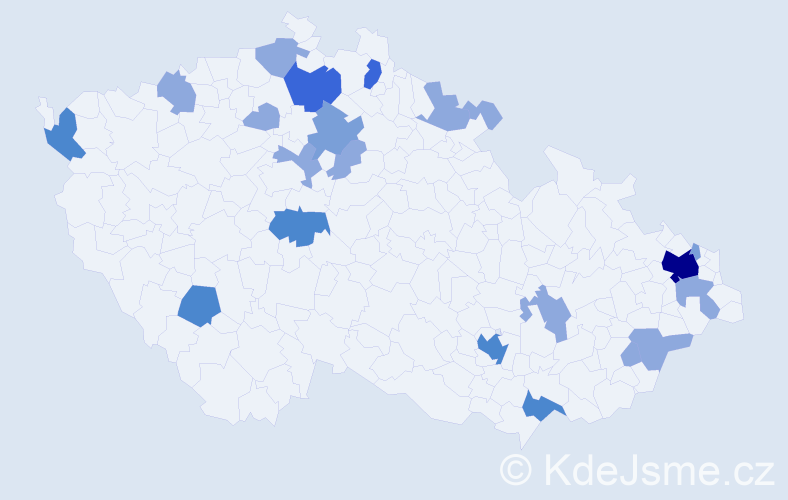 Příjmení: 'Homzová', počet výskytů 45 v celé ČR