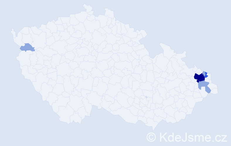 Příjmení: 'Mulka', počet výskytů 11 v celé ČR