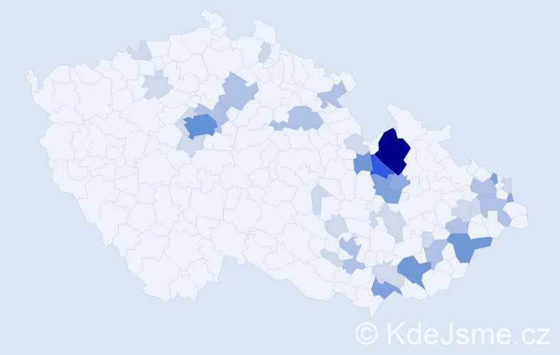 Příjmení: 'Kukula', počet výskytů 101 v celé ČR