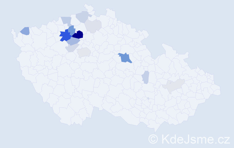 Příjmení: 'Izera', počet výskytů 53 v celé ČR