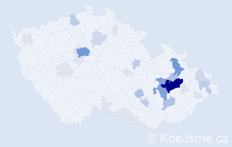 Příjmení: 'Vaca', počet výskytů 108 v celé ČR