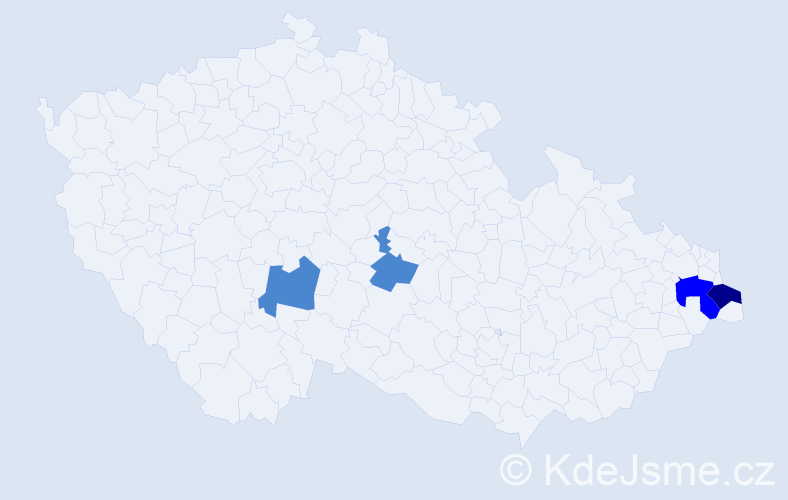 Příjmení: 'Motičková', počet výskytů 7 v celé ČR