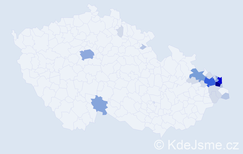 Příjmení: 'Kornas', počet výskytů 70 v celé ČR