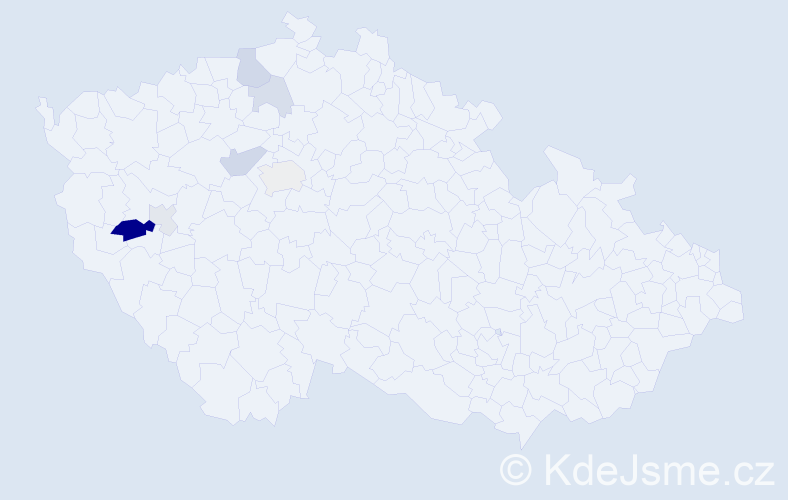 Příjmení: 'Vávrovec', počet výskytů 15 v celé ČR