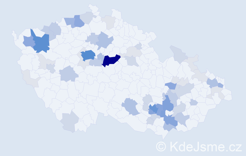 Příjmení: 'Čáslavová', počet výskytů 206 v celé ČR