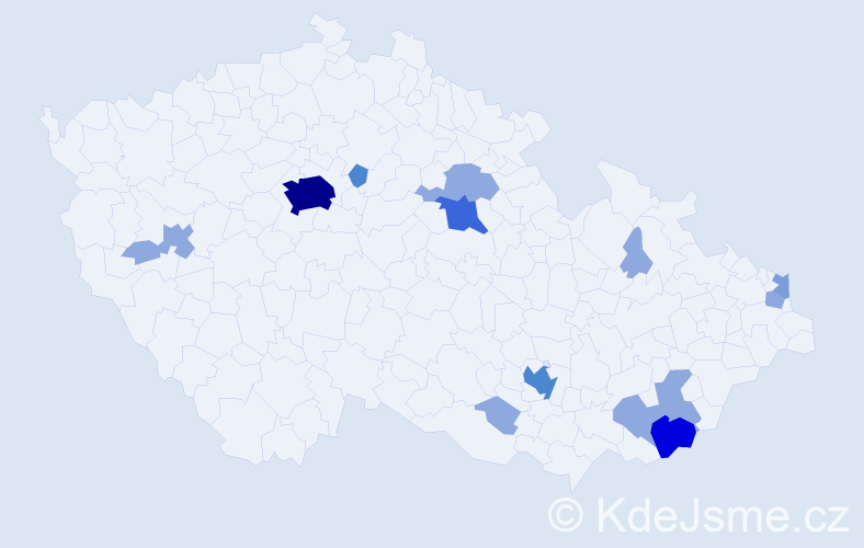 Příjmení: 'Gavalec', počet výskytů 34 v celé ČR