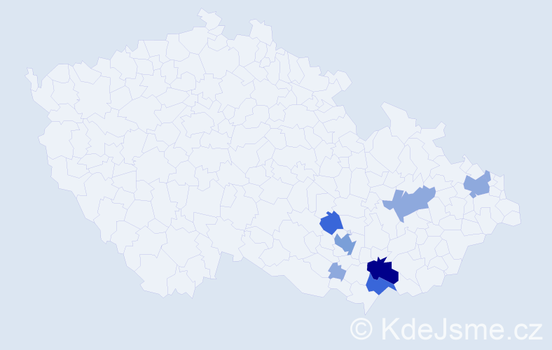 Příjmení: 'Hadamík', počet výskytů 21 v celé ČR