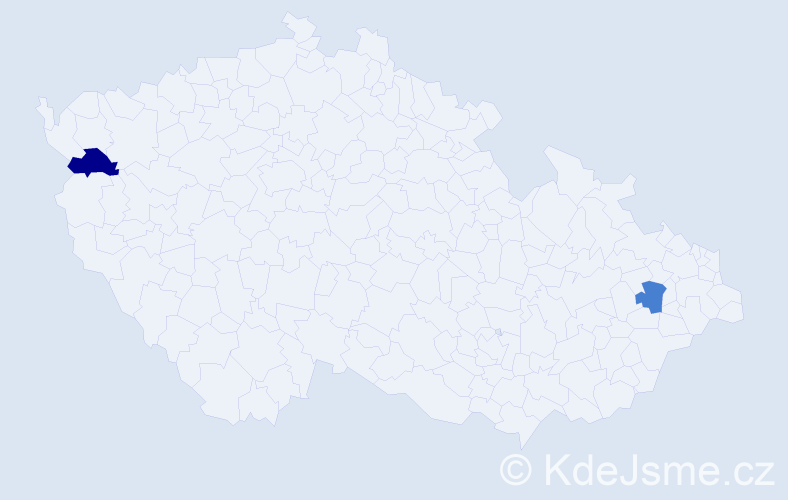 Příjmení: 'Bujtárová', počet výskytů 2 v celé ČR