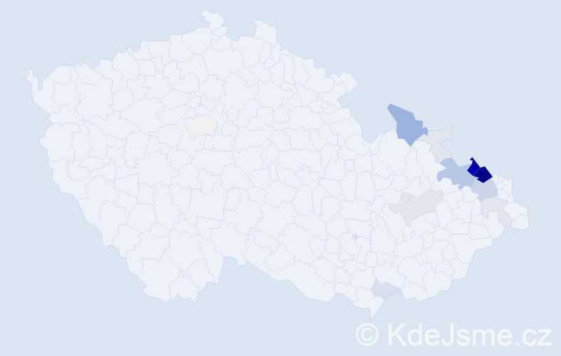Příjmení: 'Dombek', počet výskytů 74 v celé ČR