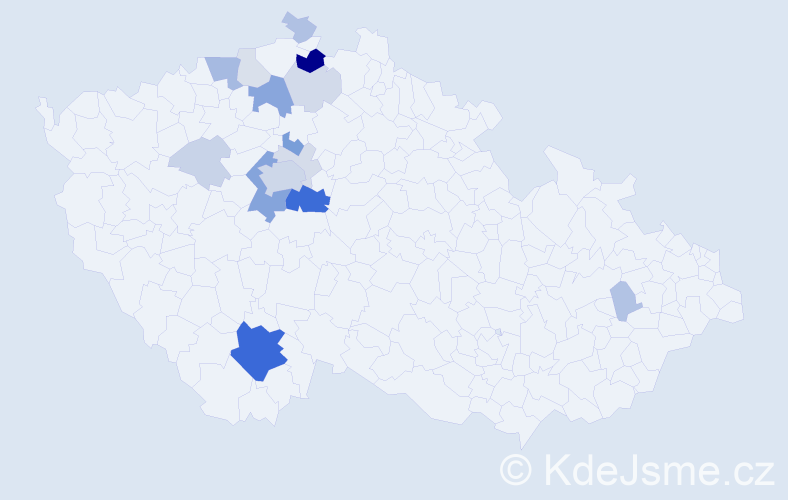 Příjmení: 'Chrdle', počet výskytů 57 v celé ČR