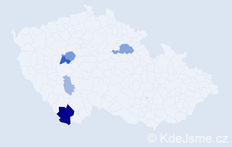 Příjmení: 'Tkáčík', počet výskytů 13 v celé ČR