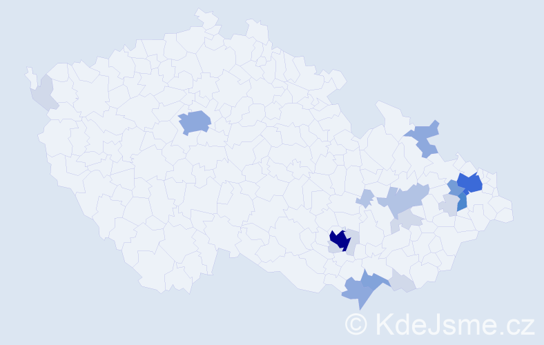 Příjmení: 'Sklenák', počet výskytů 60 v celé ČR