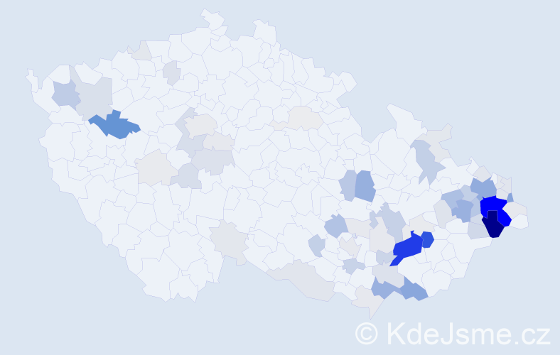 Příjmení: 'Ivánková', počet výskytů 280 v celé ČR