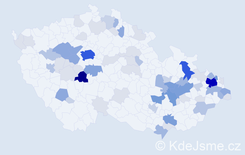 Příjmení: 'Kopka', počet výskytů 239 v celé ČR