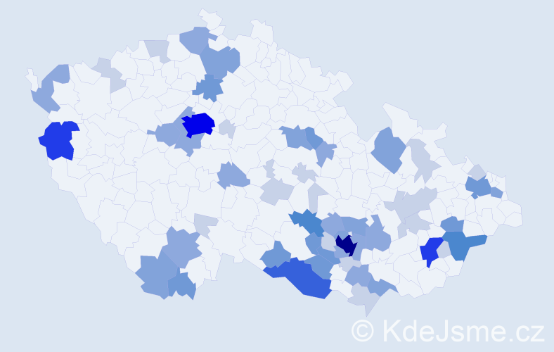 Příjmení: 'Valla', počet výskytů 156 v celé ČR