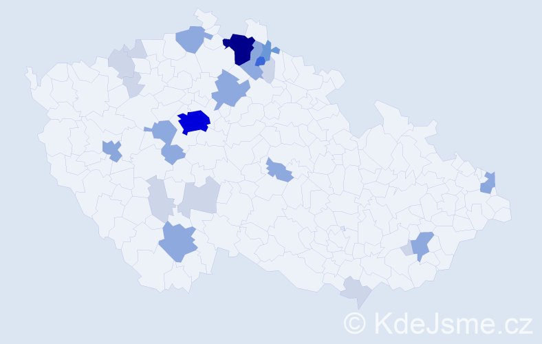 Příjmení: 'Kujanová', počet výskytů 74 v celé ČR