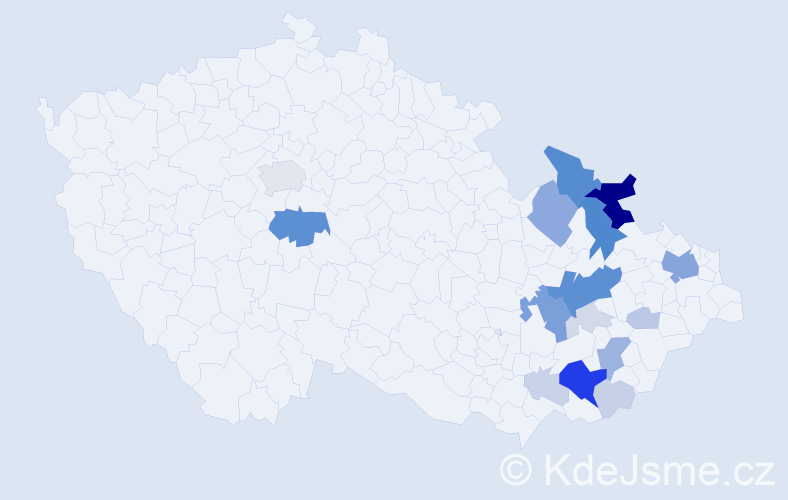 Příjmení: 'Palánek', počet výskytů 72 v celé ČR