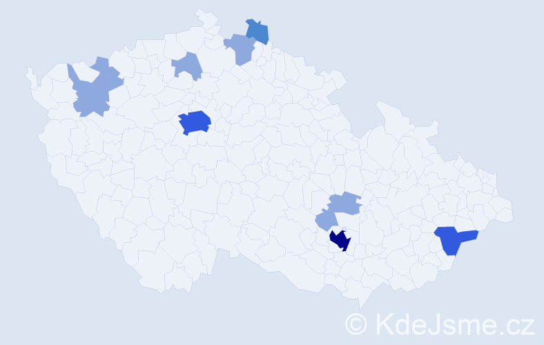 Příjmení: 'Samotná', počet výskytů 19 v celé ČR