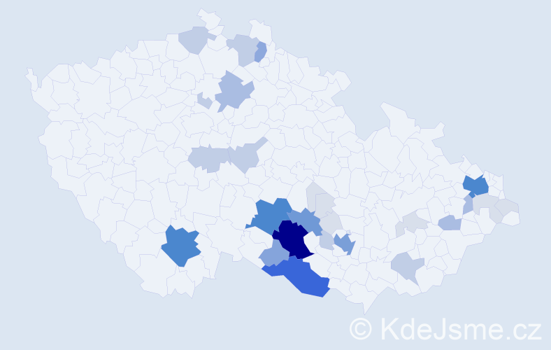 Příjmení: 'Čtveráčková', počet výskytů 114 v celé ČR