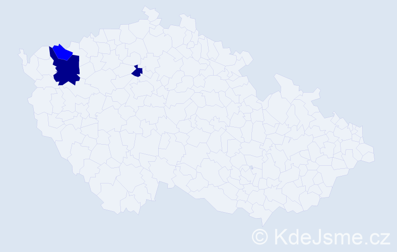 Příjmení: 'Modesová', počet výskytů 8 v celé ČR