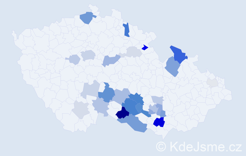 Příjmení: 'Nemeškalová', počet výskytů 71 v celé ČR