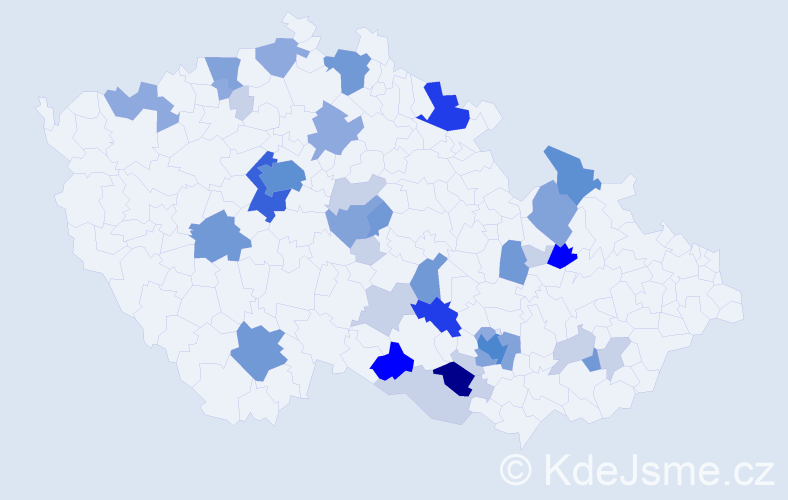 Příjmení: 'Bartuněk', počet výskytů 131 v celé ČR