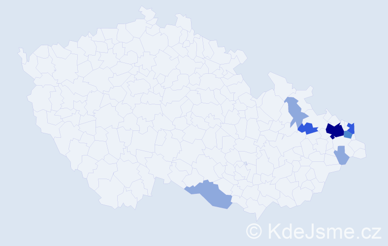 Příjmení: 'Moskálová', počet výskytů 16 v celé ČR