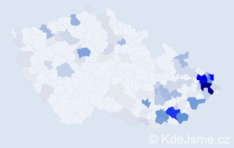 Příjmení: 'Uherek', počet výskytů 432 v celé ČR