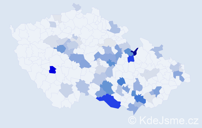 Příjmení: 'Severinová', počet výskytů 206 v celé ČR