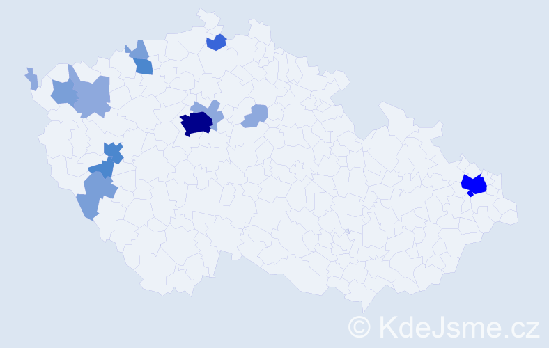 Příjmení: 'Kunca', počet výskytů 35 v celé ČR