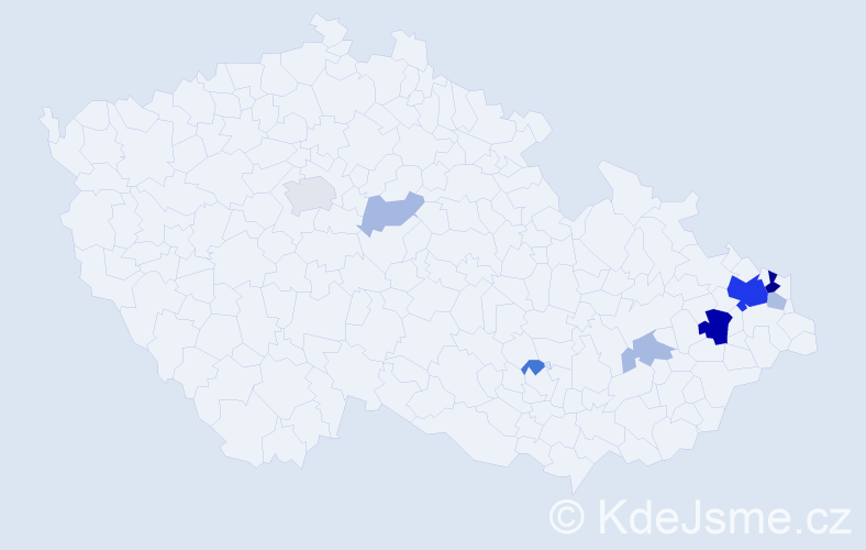 Příjmení: 'Dutko', počet výskytů 26 v celé ČR