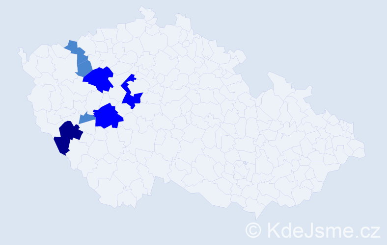Příjmení: 'Prucha', počet výskytů 12 v celé ČR