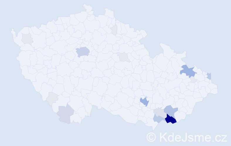 Příjmení: 'Grabcová', počet výskytů 94 v celé ČR
