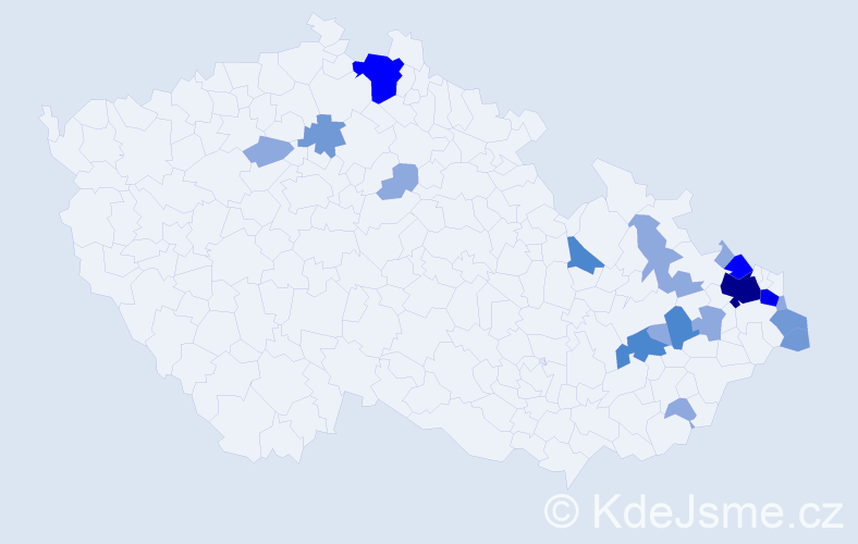 Příjmení: 'Plaskurová', počet výskytů 43 v celé ČR