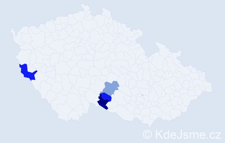 Příjmení: 'Irhová', počet výskytů 8 v celé ČR