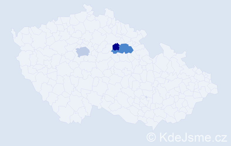 Příjmení: 'Kaloušková', počet výskytů 8 v celé ČR