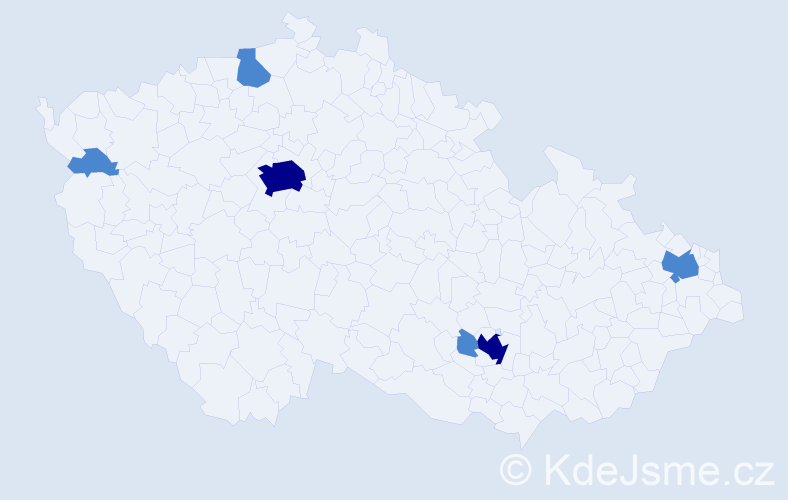 Příjmení: 'Kaptur', počet výskytů 10 v celé ČR
