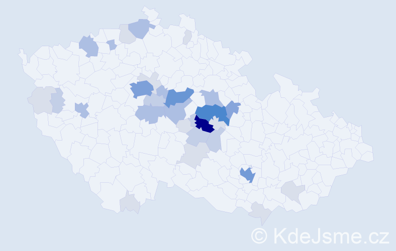 Příjmení: 'Kovačka', počet výskytů 101 v celé ČR