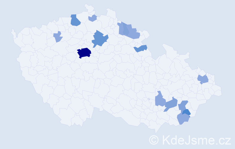 Příjmení: 'Domorád', počet výskytů 34 v celé ČR
