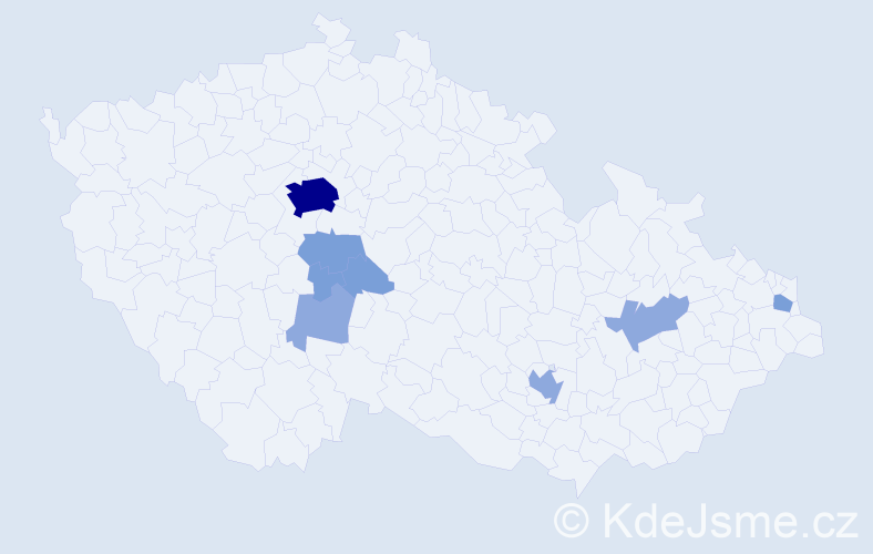 Příjmení: 'Vavrousová', počet výskytů 18 v celé ČR