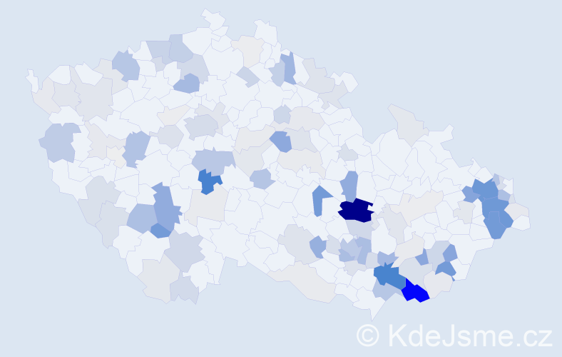 Příjmení: 'Holek', počet výskytů 427 v celé ČR