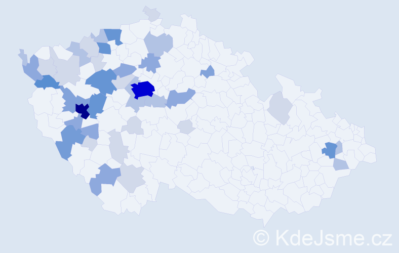 Příjmení: 'Panc', počet výskytů 129 v celé ČR