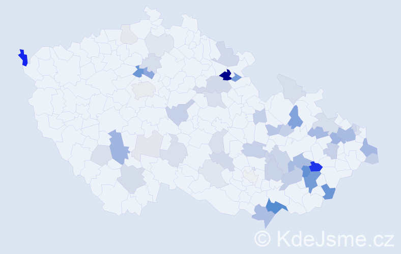 Příjmení: 'Zachara', počet výskytů 149 v celé ČR